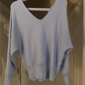 Ribbed Crossback V-Neck Sweater